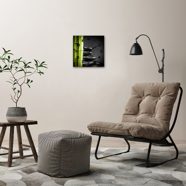 Wanduhr modern quadratisch Bambus