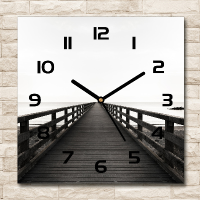 Wanduhr modern quadratisch Holzsteg