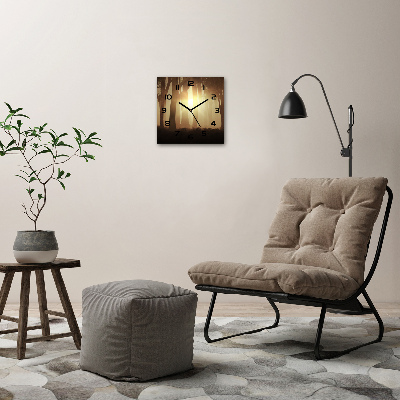 Wanduhr quadratisch Nebel im Wald