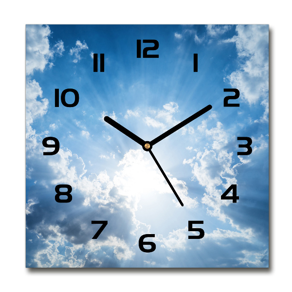 Wanduhr modern quadratisch Wolken am Himmel