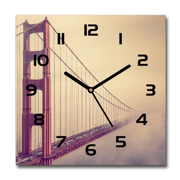 Wanduhr modern quadratisch San Francisco Brücke