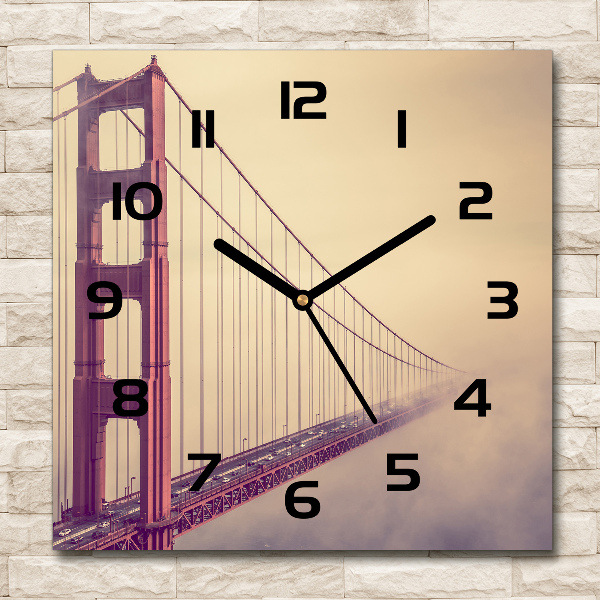 Wanduhr modern quadratisch San Francisco Brücke