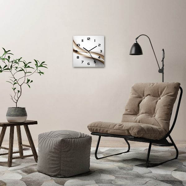 Wanduhr quadratisch Braune Welle