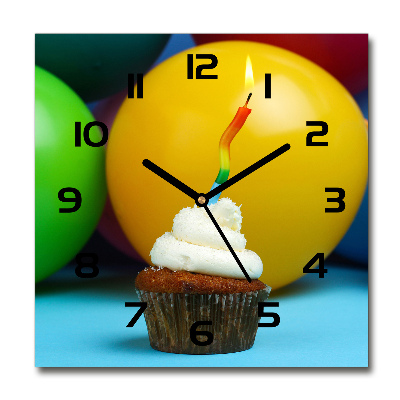 Wanduhr quadratisch Geburtstagscupcake