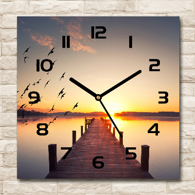 Wanduhr quadratisch Sonnenuntergang