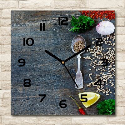 Wanduhr quadratisch Gewürze und Kräuter