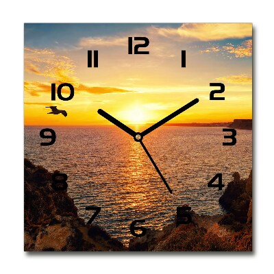 Wanduhr quadratisch Sonnenuntergang am Meer