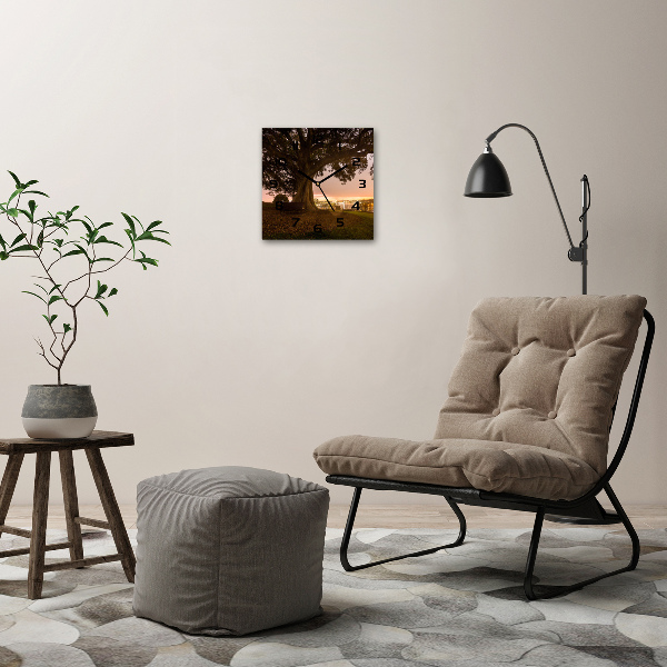 Wanduhr quadratisch Alter Baum