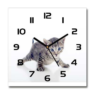 Wanduhr quadratisch Kleine Katze