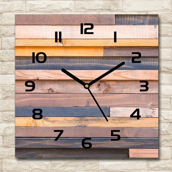 Wanduhr modern quadratisch Holzwand