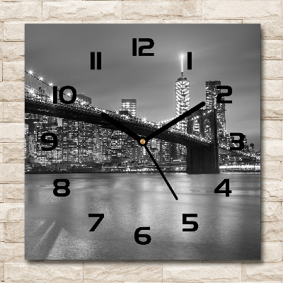 Wanduhr modern quadratisch New York bei Nacht