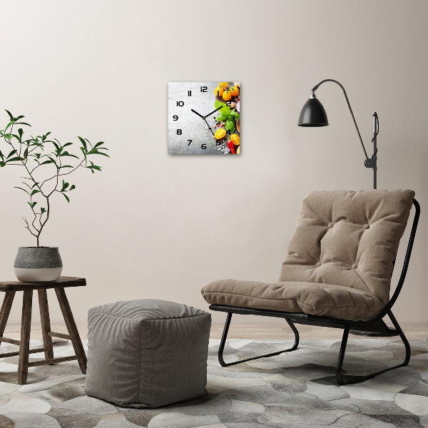 Wanduhr modern quadratisch Gemüse