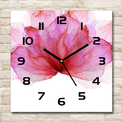 Wanduhr quadratisch Rosa Blume