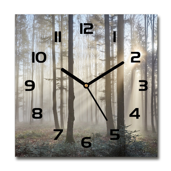 Wanduhr quadratisch Nebel im Wald