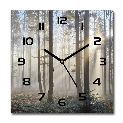 Wanduhr quadratisch Nebel im Wald