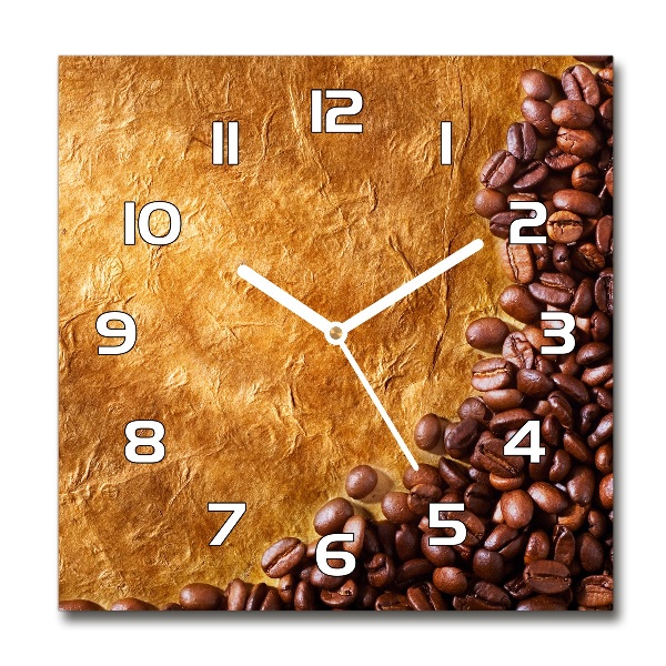 Wanduhr modern quadratisch Kaffeebohnen