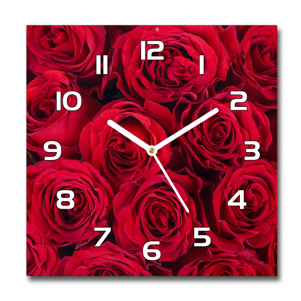 Wanduhr quadratisch Rosen