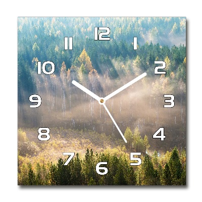 Wanduhr quadratisch Nebel im Wald