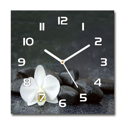 Wanduhr modern quadratisch Orchidee