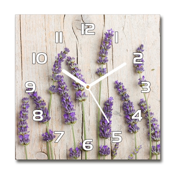 Wanduhr quadratisch Lavendel auf Holz