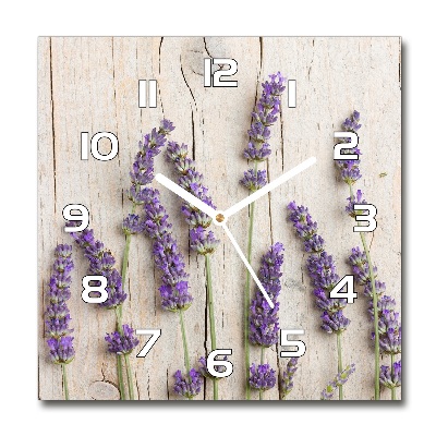 Wanduhr quadratisch Lavendel auf Holz