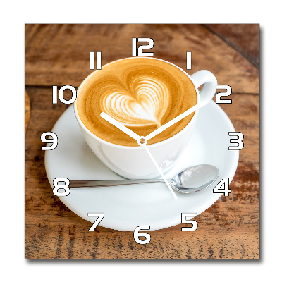 Wanduhr modern quadratisch Kaffee in einer Tasse