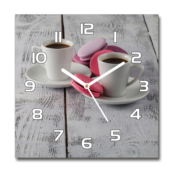 Wanduhr modern quadratisch Kaffee und Kekse