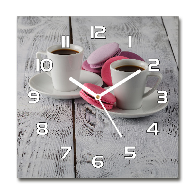 Wanduhr modern quadratisch Kaffee und Kekse