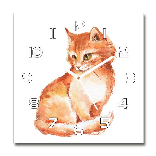 Wanduhr quadratisch Ingwerkatze