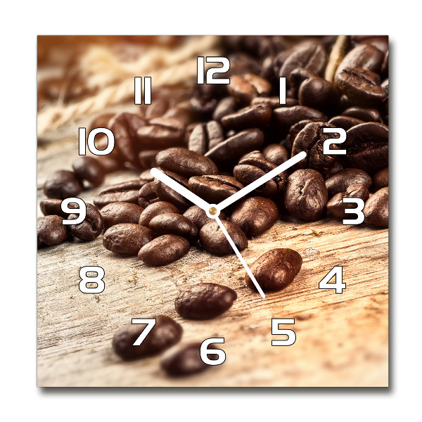Wanduhr modern quadratisch Kaffeebohnen