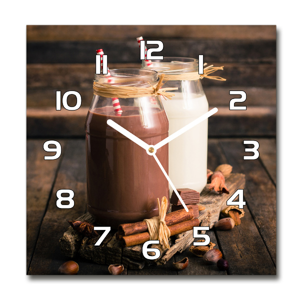 Wanduhr modern quadratisch Cocktails im Glas