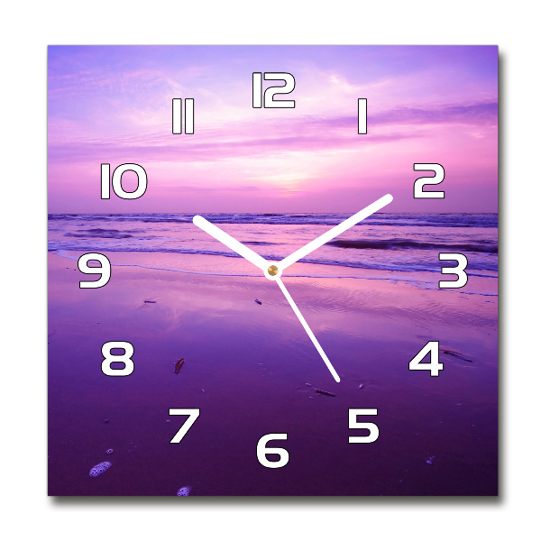 Wanduhr modern quadratisch Sonnenuntergang, Sonne, Meer