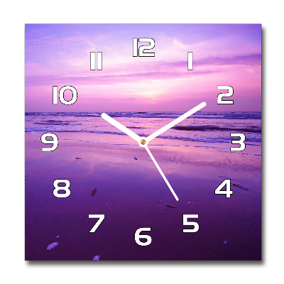 Wanduhr modern quadratisch Sonnenuntergang, Sonne, Meer