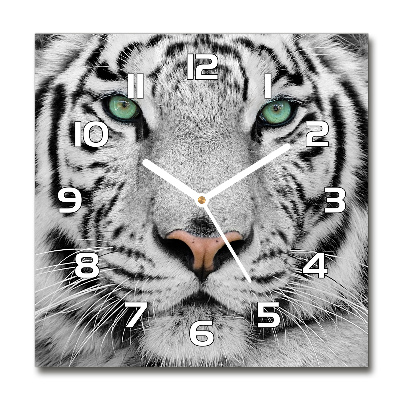 Wanduhr quadratisch Weißer Tiger