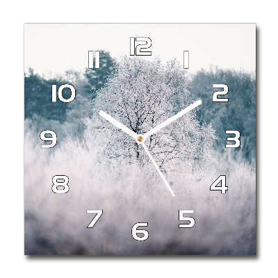 Wanduhr quadratisch Bäume im Winter