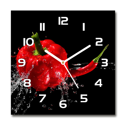 Wanduhr modern quadratisch Rote Paprika