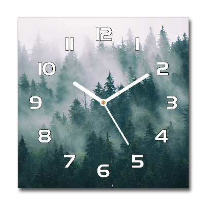 Wanduhr modern quadratisch Nebel über dem Wald