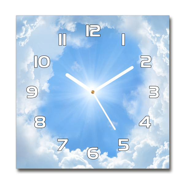Wanduhr modern quadratisch Wolken am Himmel