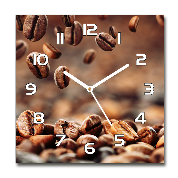 Wanduhr modern quadratisch Kaffeebohnen