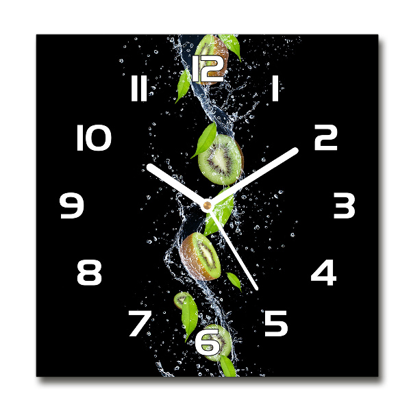 Wanduhr modern quadratisch Kiwi und Wasser