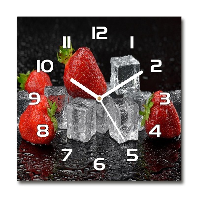 Wanduhr quadratisch Erdbeeren mit Eis