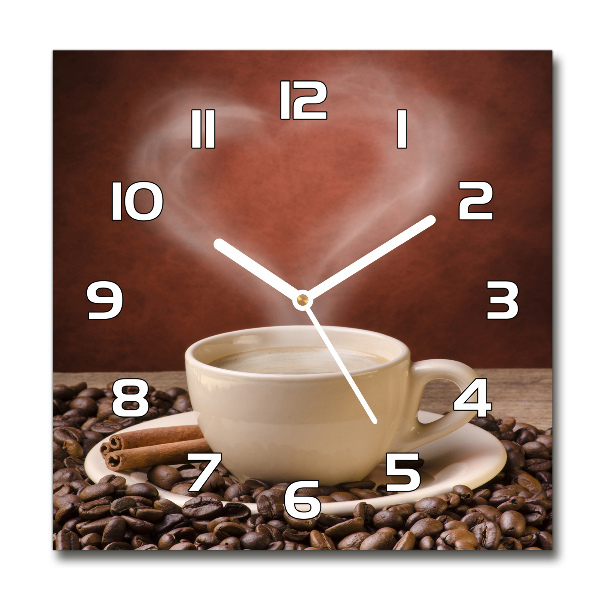 Wanduhr modern quadratisch Aromatischer Kaffee