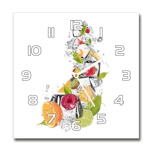Wanduhr modern quadratisch Früchte mit Eis