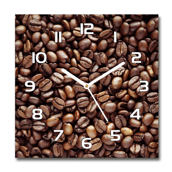 Wanduhr quadratisch Kaffeebohnen