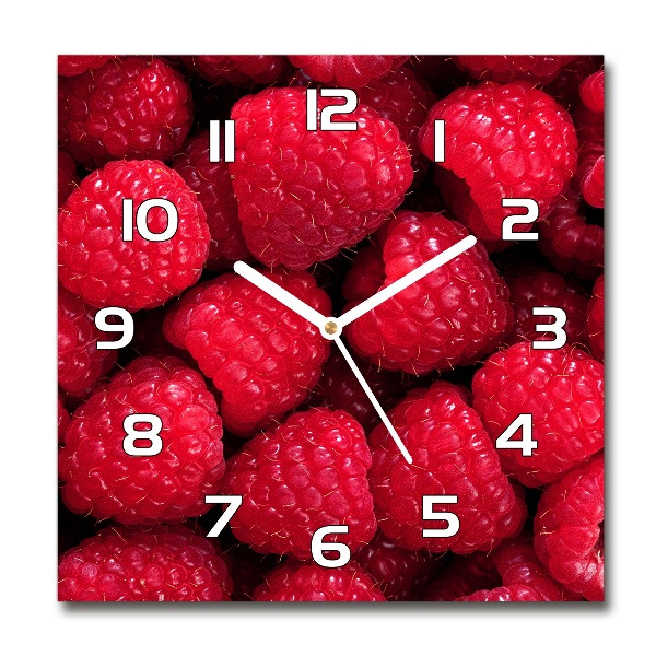 Wanduhr modern quadratisch Himbeeren