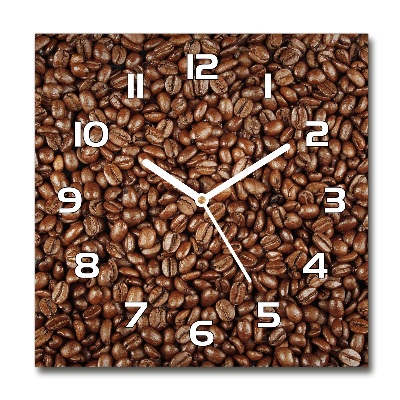 Wanduhr modern quadratisch Kaffeebohnen