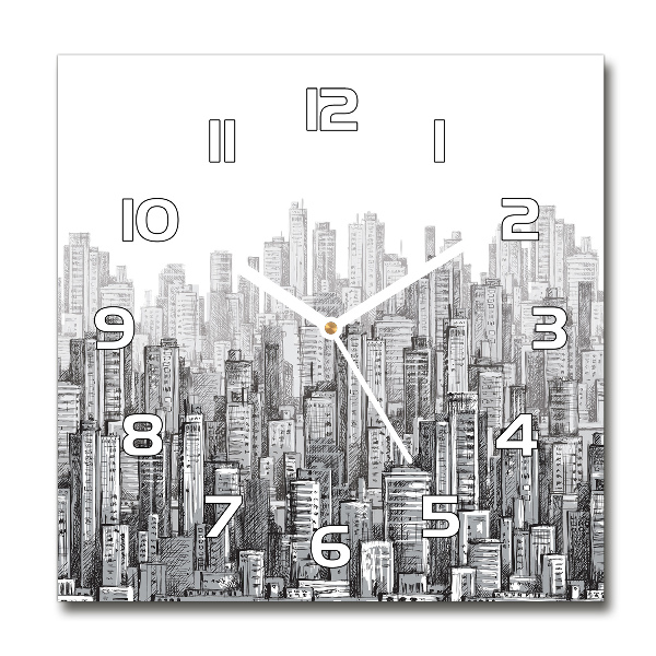 Wanduhr quadratisch Wolkenkratzer