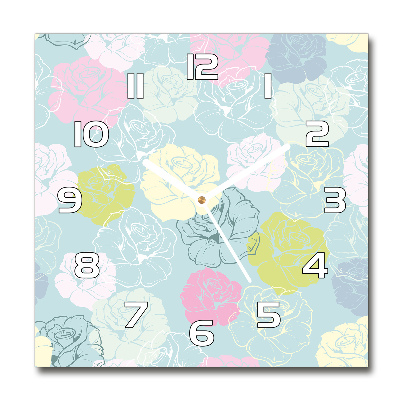 Wanduhr modern quadratisch Rosen