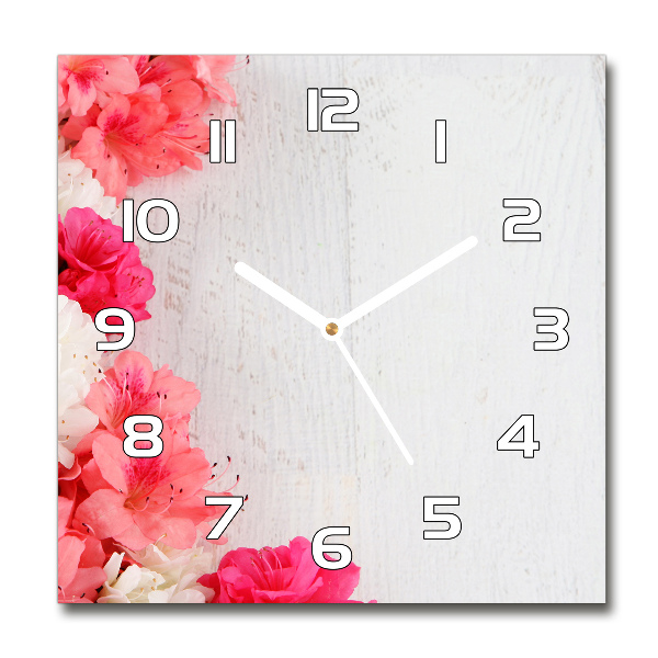 Wanduhr modern quadratisch Blumen