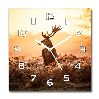 Wanduhr modern quadratisch Hirsch-Sonnenaufgang